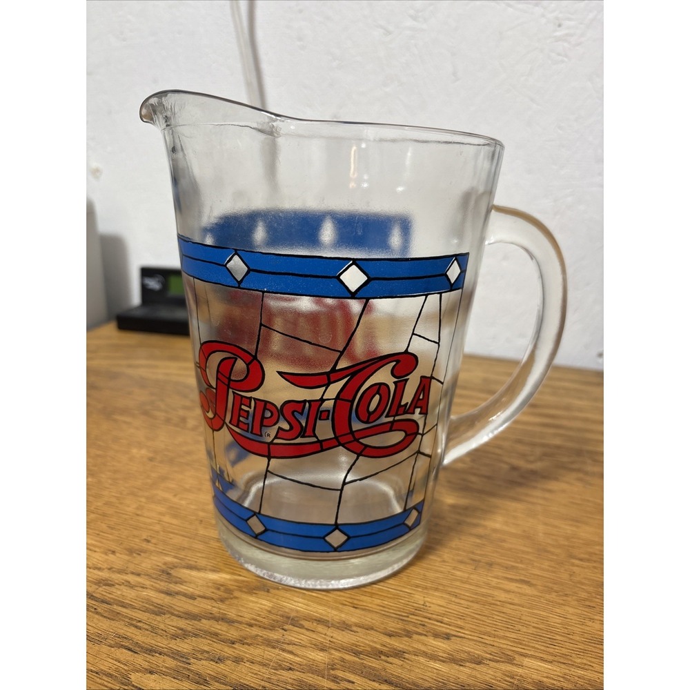 Vintage Pepsi Cola Pitcher Tiffany Style Stained Glass